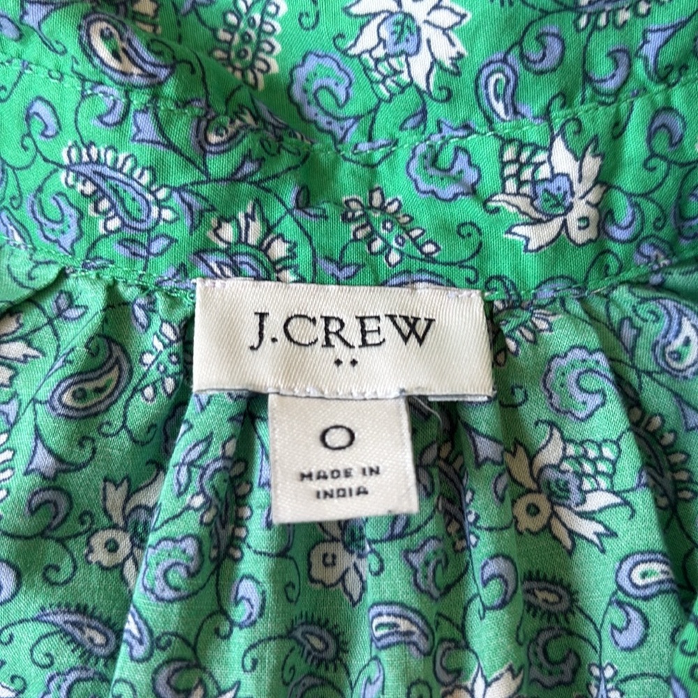 J. Crew Factory Printed Cotton Mini Shirtdress Sundress Women’s 0 Green BF854 - Picture 7 of 8